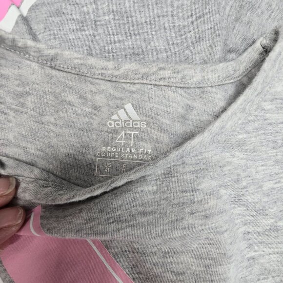 Adidas and Puma Gray T-Shirt Lot Pink Logo Girls Size 4/5 Set JJ3932 - Picture 4 of 7